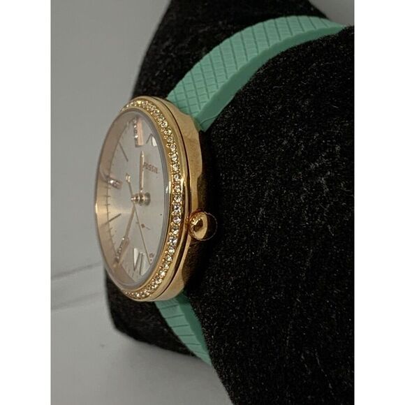 Fossil ES4403 Women's Green Silicone Analog Silver Dial Quartz Wrist Watch LW14 - Picture 3 of 11